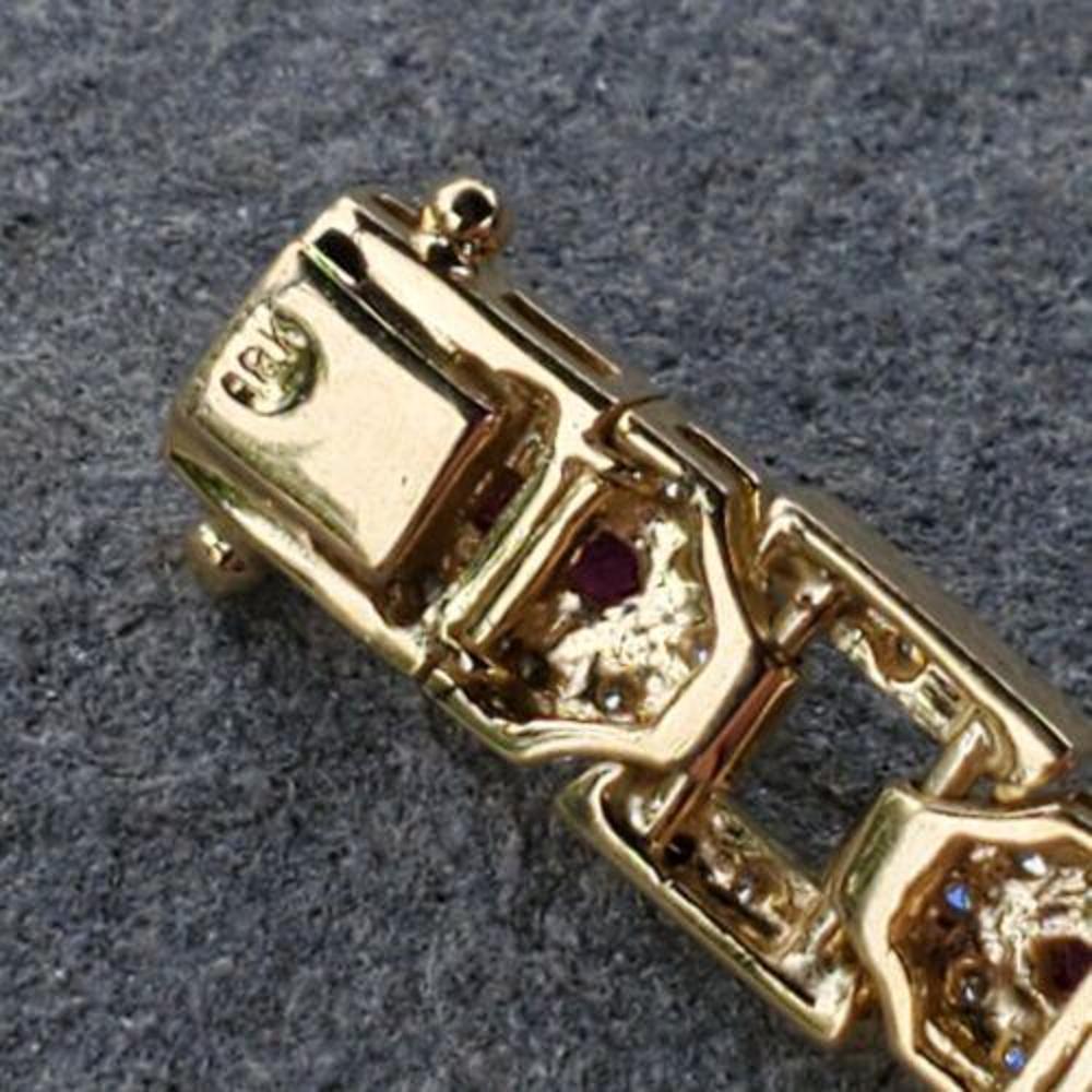 Levian Bracelet de style Art déco en or jaune 18 carats avec diamants et rubis baguettes en vente 7