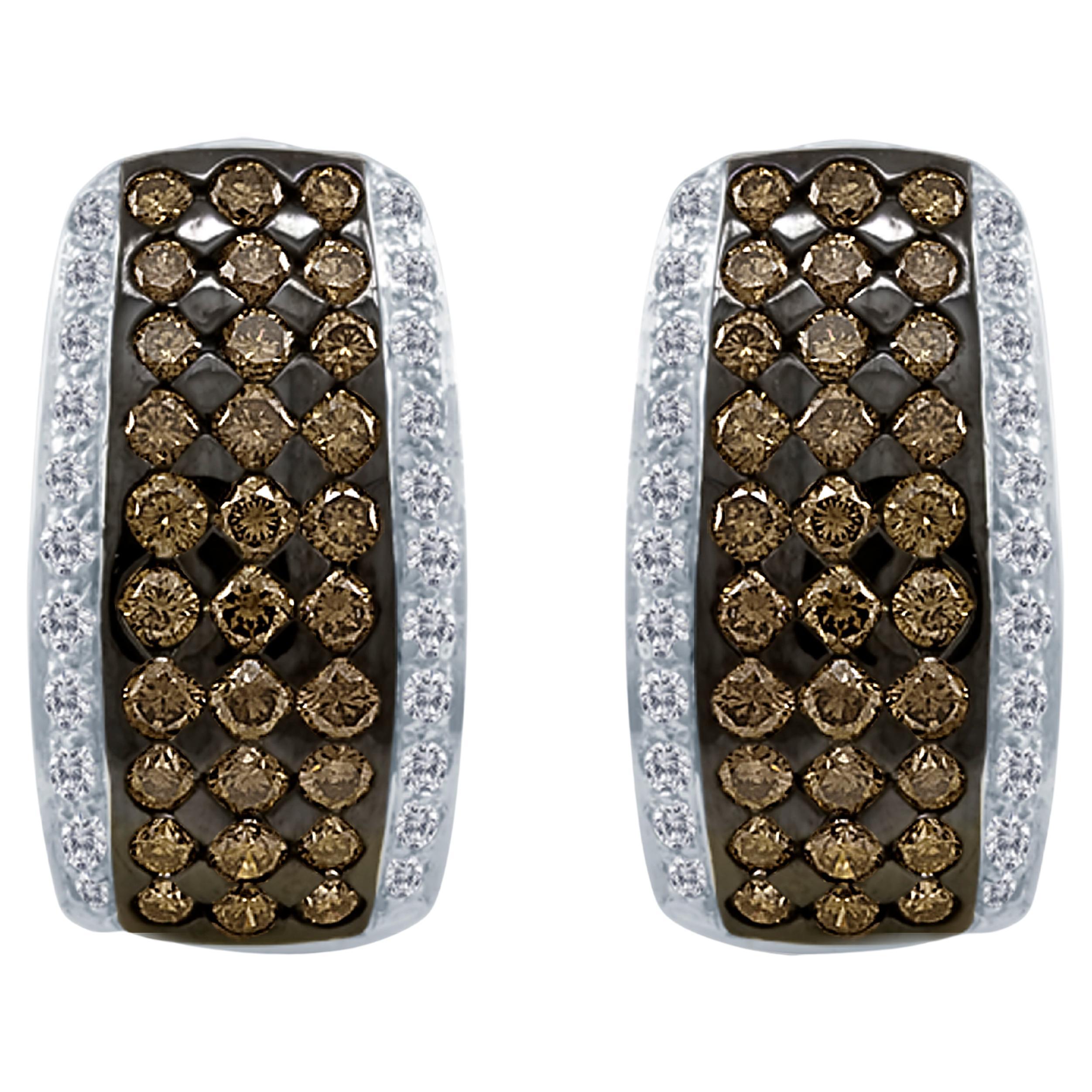 Le Vian Brown Diamond Earrings in 14k White Gold For Sale