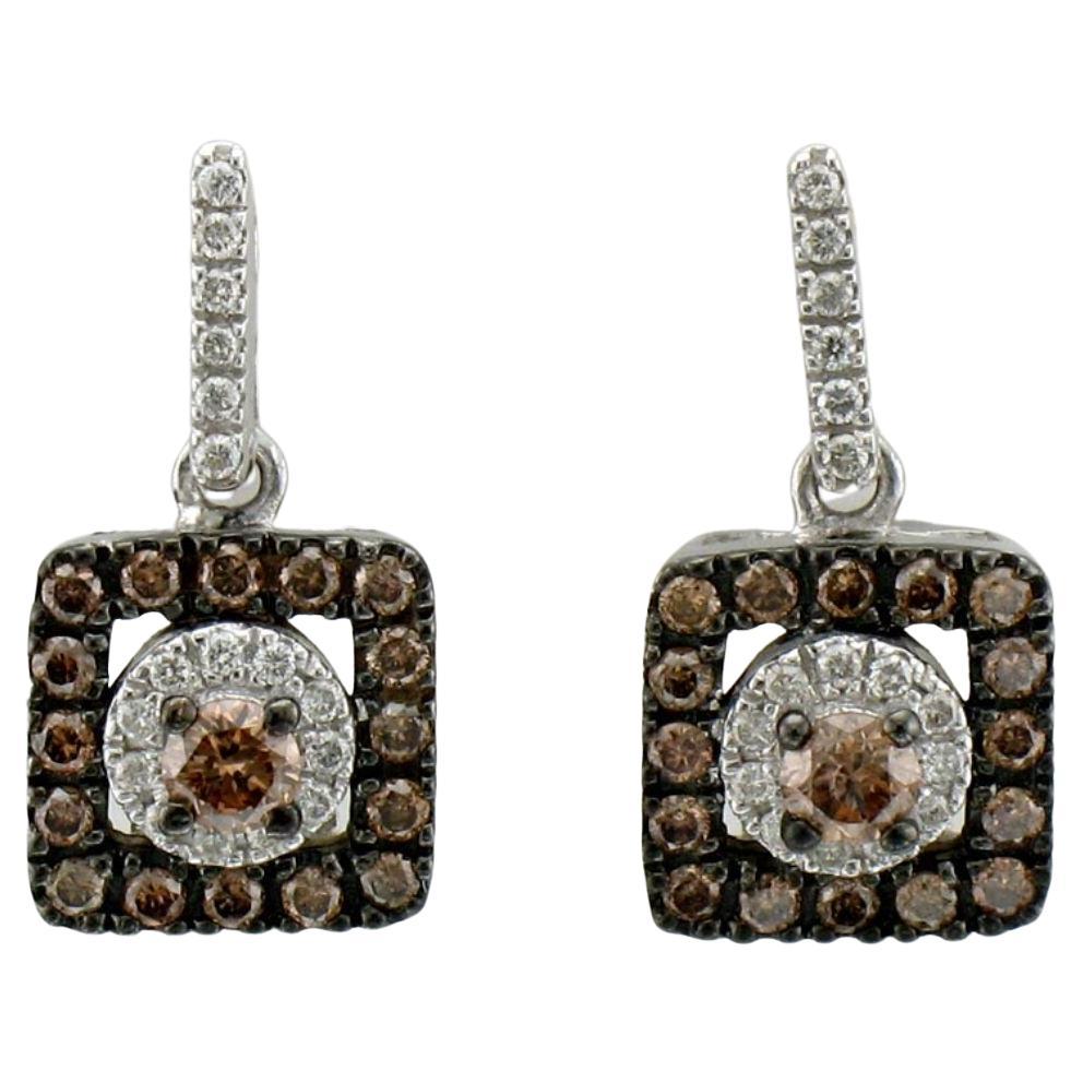 Levian Brown Diamond Earrings In 14K White Gold For Sale