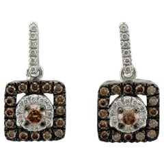 Levian Boucles d'oreilles en or blanc 14 carats avec diamants bruns