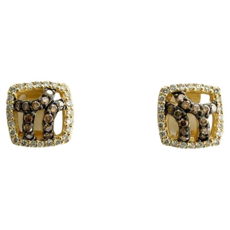 Levian Brown Diamond Earrings In 14K Yellow Gold For Sale