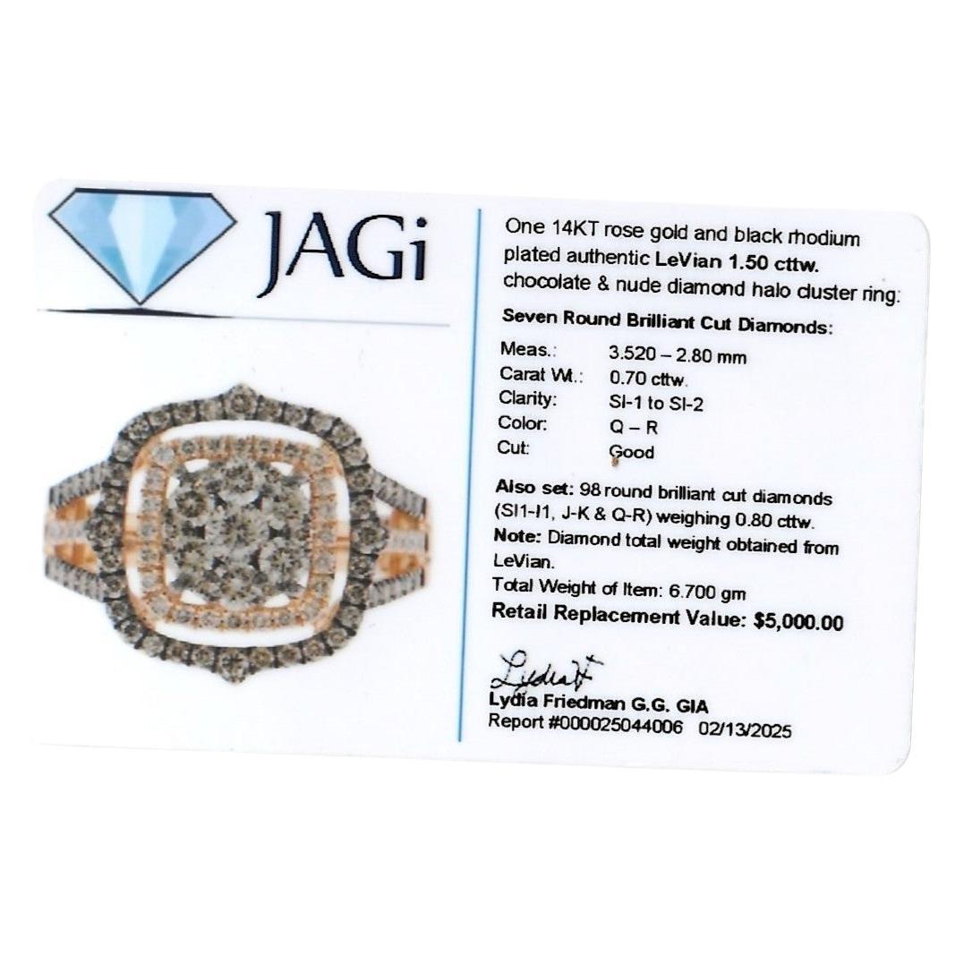 Le Vian Chocolate and Nude Diamond Split Shank Cocktail Ring 14 Karat Rose Gold For Sale 5