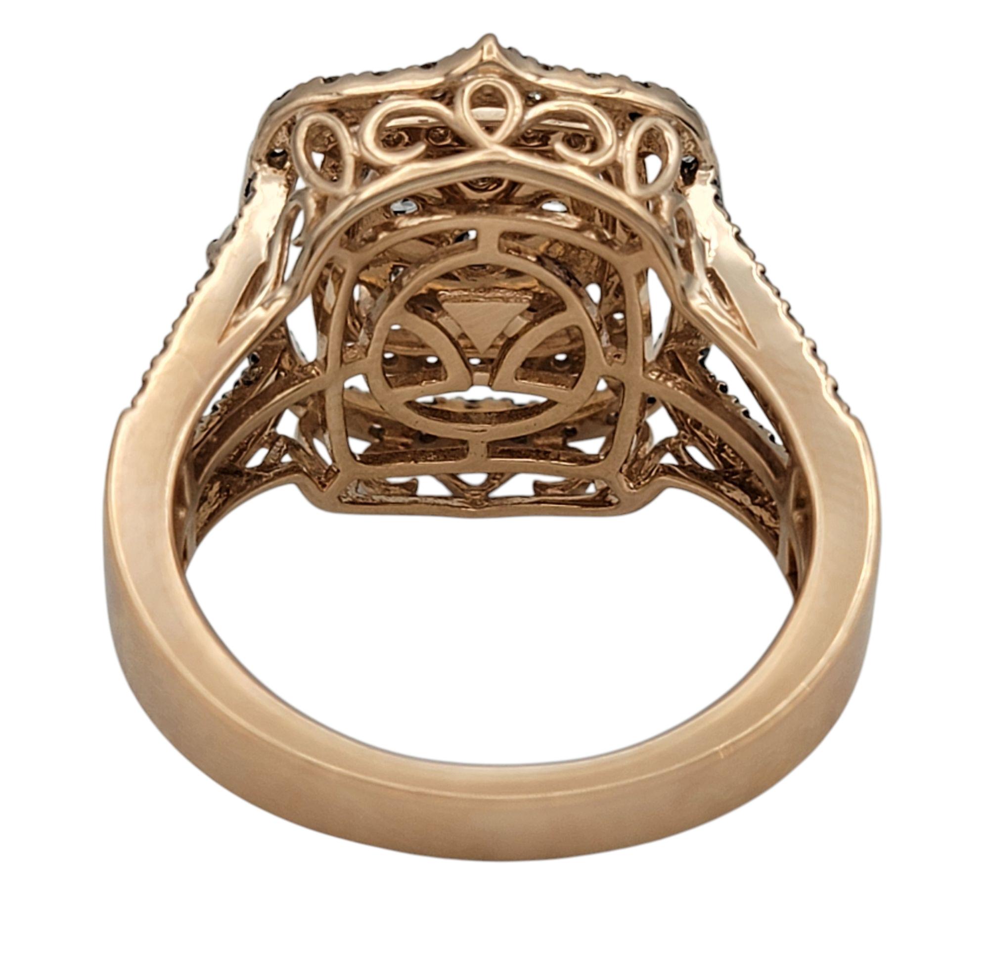Le Vian Chocolate and Nude Diamond Split Shank Cocktail Ring 14 Karat Rose Gold In Good Condition For Sale In Scottsdale, AZ