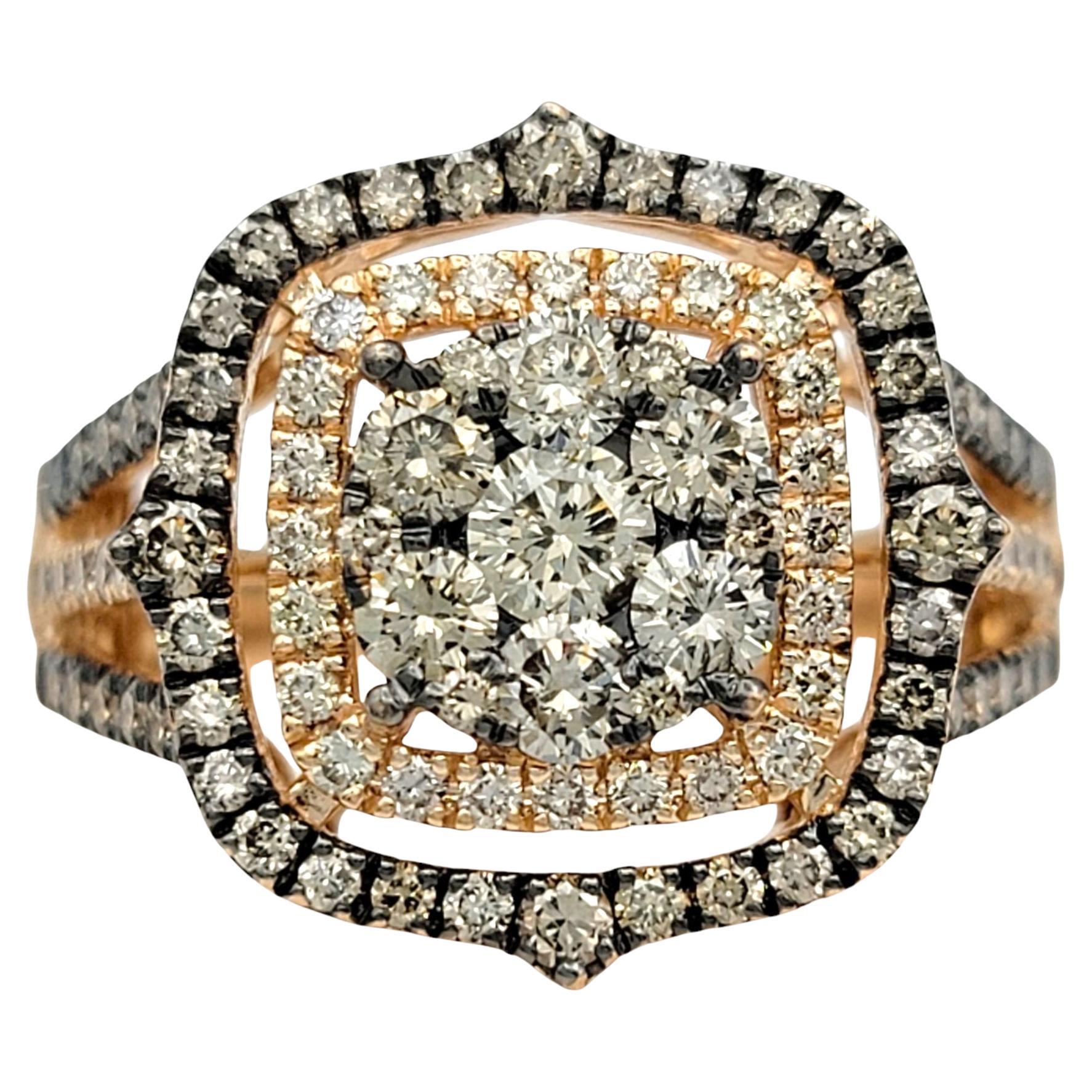 Le Vian Chocolate and Nude Diamond Split Shank Cocktail Ring 14 Karat Rose Gold