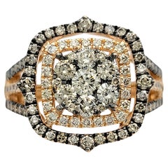 Le Vian Chocolate and Nude Diamond Split Shank Cocktail Ring 14 Karat Rose Gold