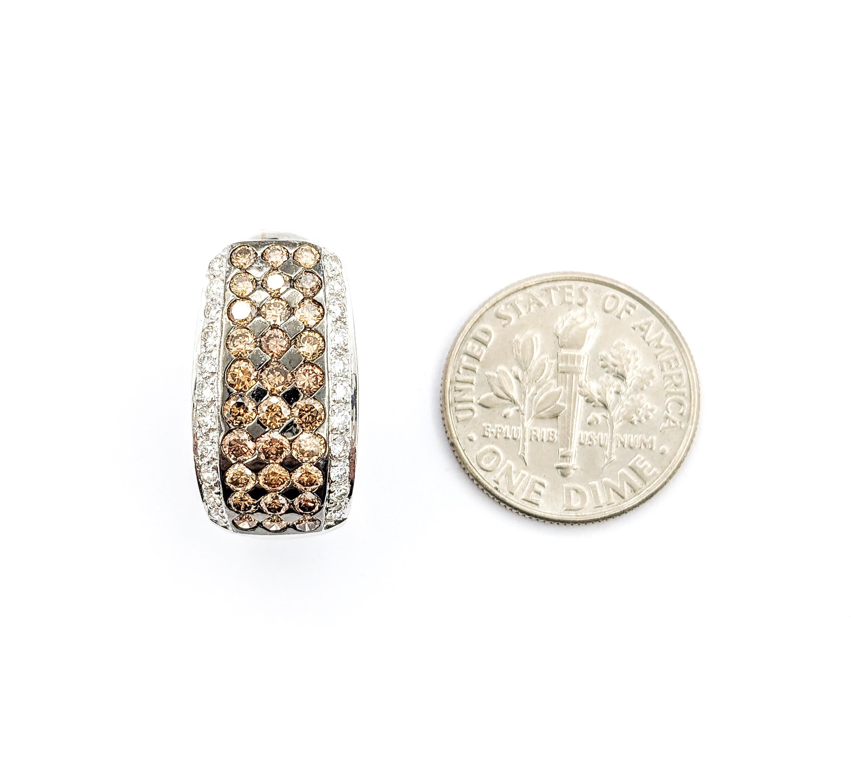 LeVian Omega-Ohrringe aus Weißgold mit schokoladenbraunem Diamanten (Zeitgenössisch)