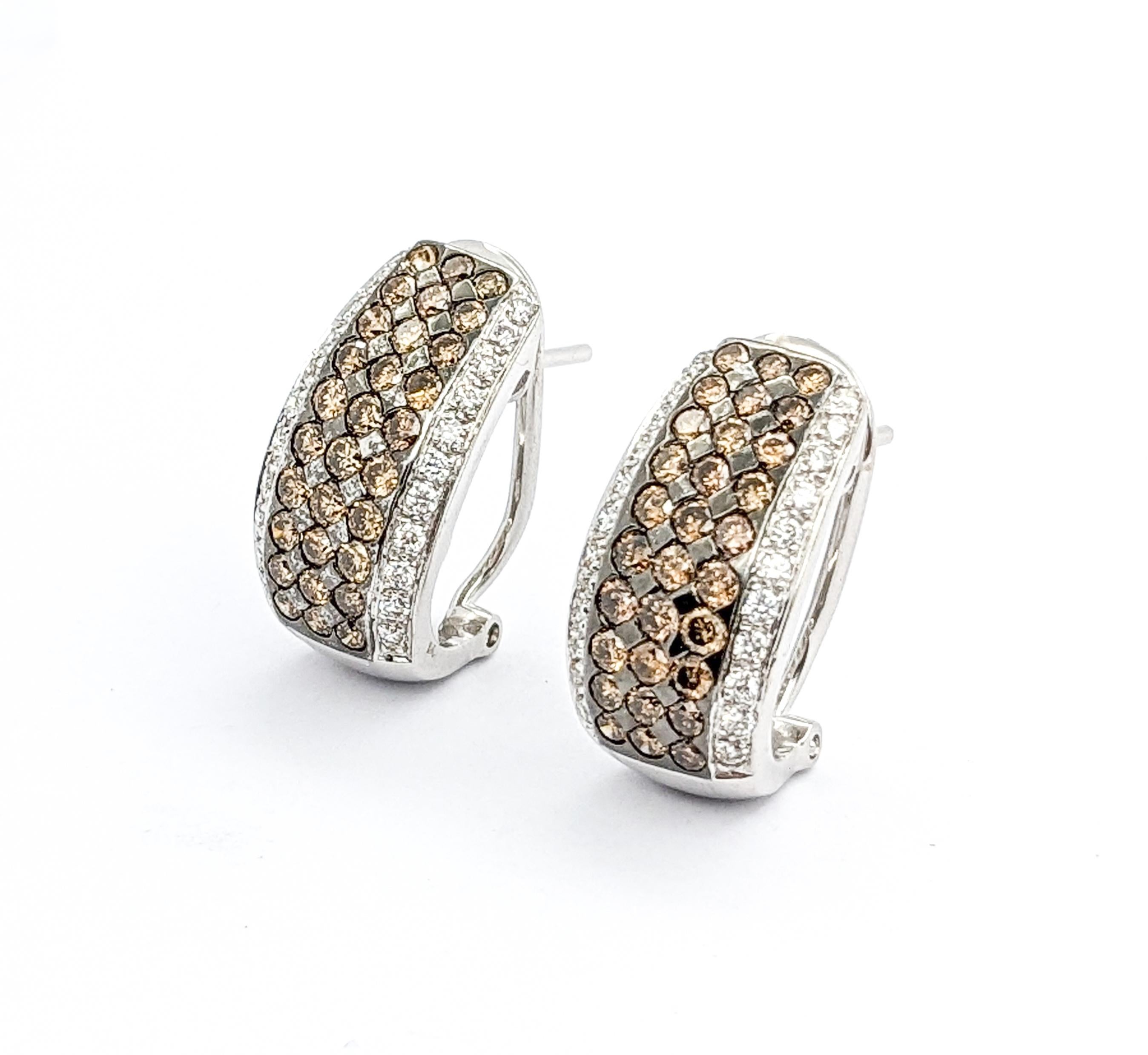 LeVian Omega-Ohrringe aus Weißgold mit schokoladenbraunem Diamanten Damen