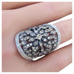 Levian Chocolate Diamond Saddle Wide Ring Band 14k White Gold sz 6.75