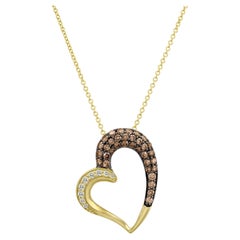Levian Chocolate White Diamond Heart Pendant in 14K Gold 3 4 Cts
