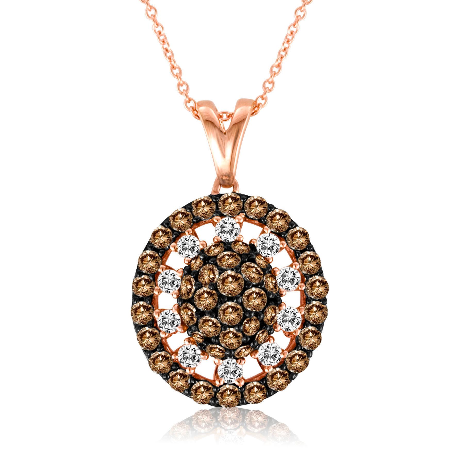 LeVian Chocolate & White Diamond Pendant in 14K Rose Gold-1 3/4 Cts For Sale