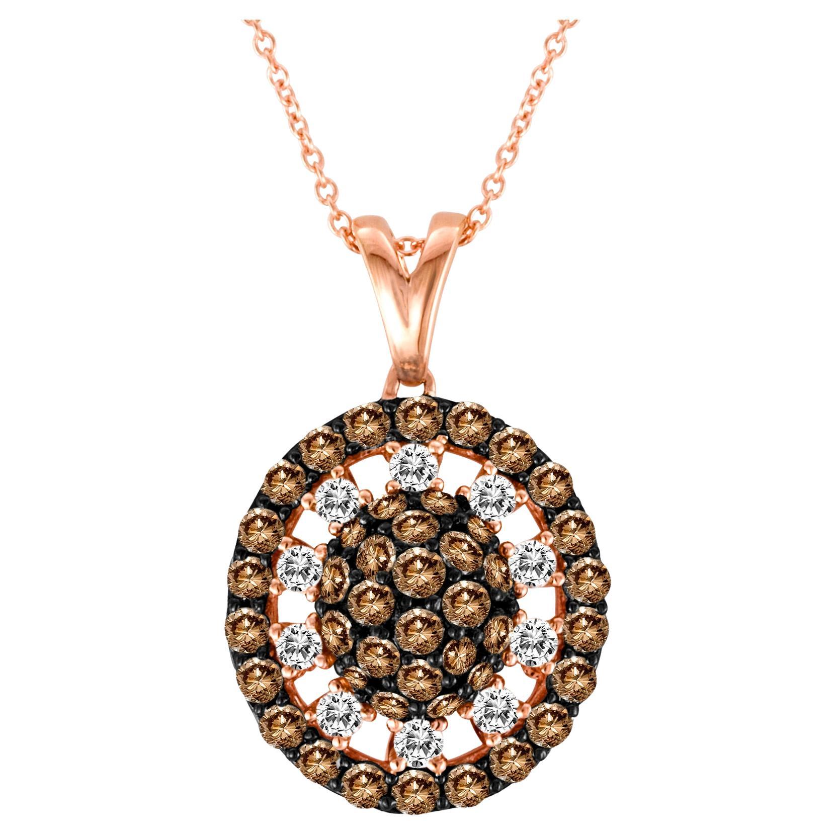 Levian Chocolate White Diamond Pendant in 14K Rose Gold 1 3 4 Cts For Sale