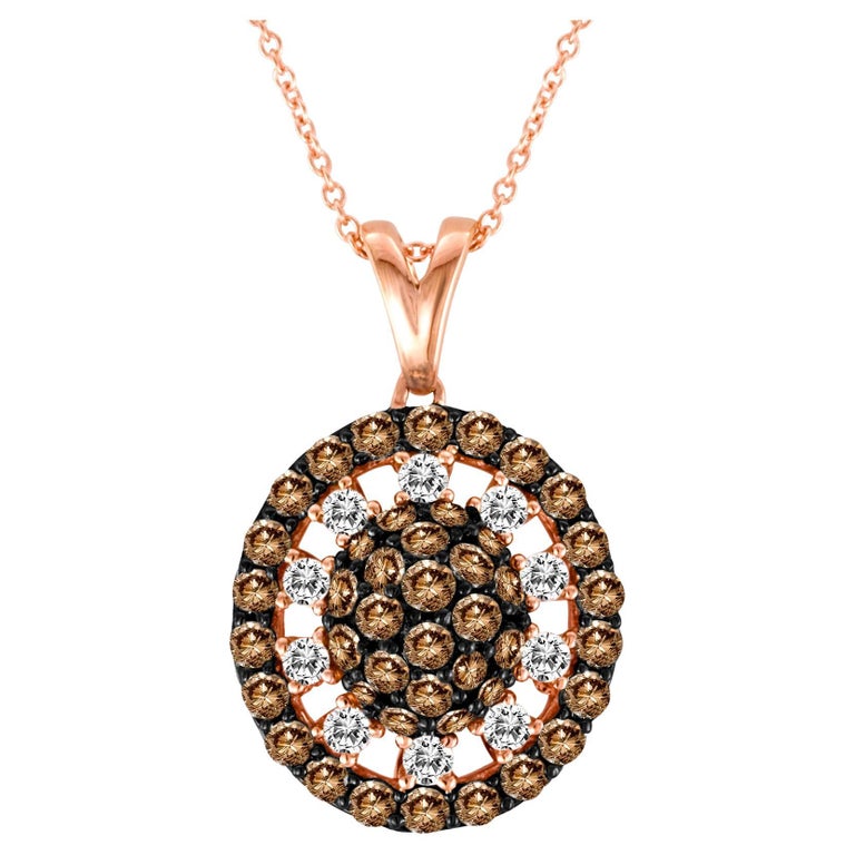 Levian Chocolate White Diamond Pendant in 14K Rose Gold 1 3 4 Cts For