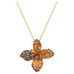 Ciondolo LeVian con diamanti al cioccolato e citrino in oro 14K - 5 carati