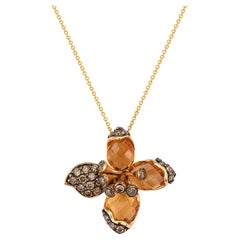 LeVian Citrine Chocolate Diamonds Pendant in 14K Gold-5 Cts