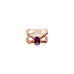 LeVian Creme Brulee Ring Amethyst Nude Diamonds 14K Strawberry Gold