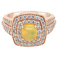 LeVian Creme Brulee Ring Opal Nude Diamonds 14K Strawberry Gold
