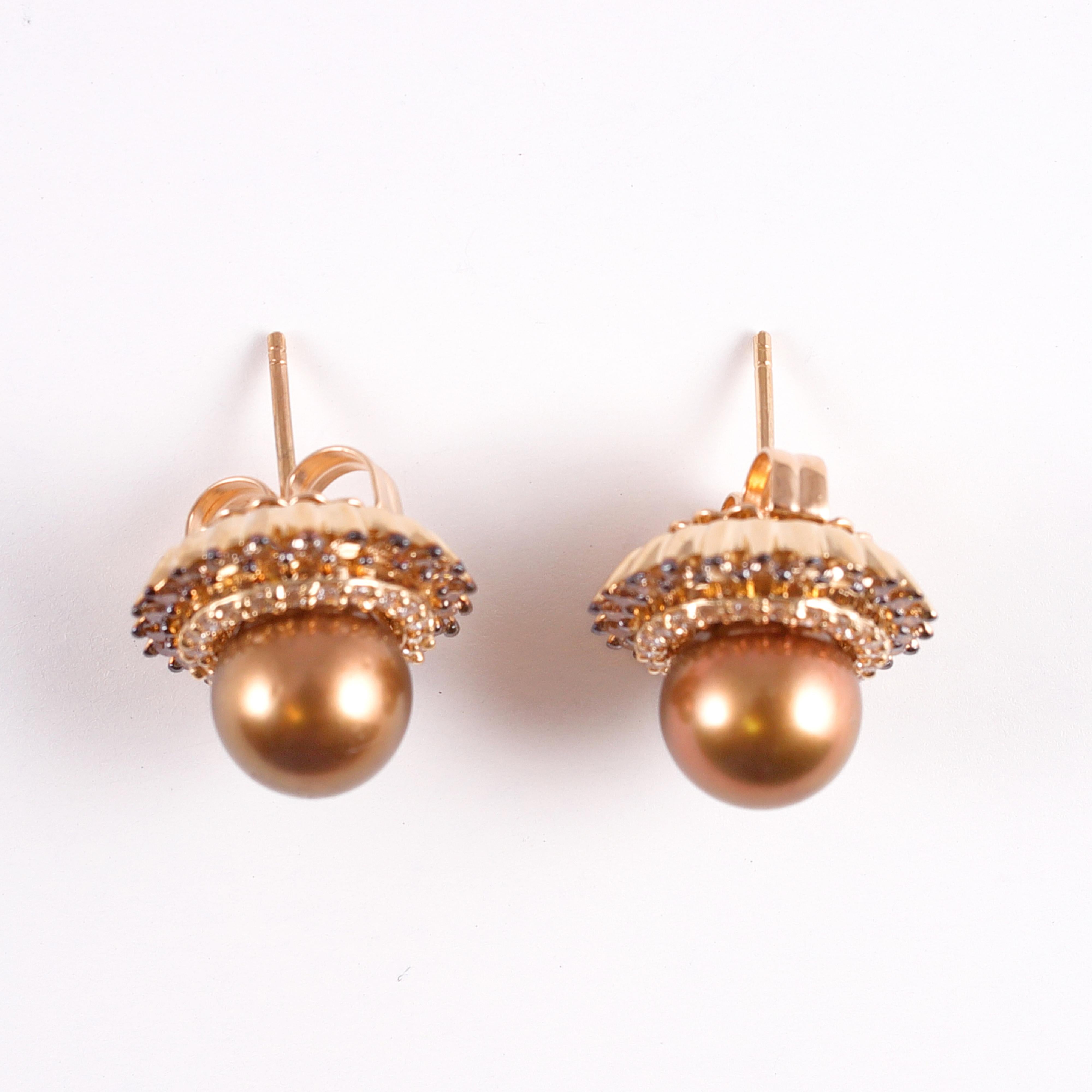 LeVian Cultured Pearl Diamond Earrings In Good Condition In Dallas, TX
