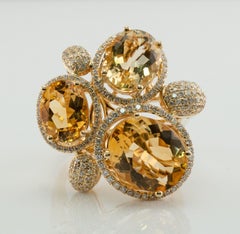 Levian Diamond Citrine Ring 14K Gold Cocktail