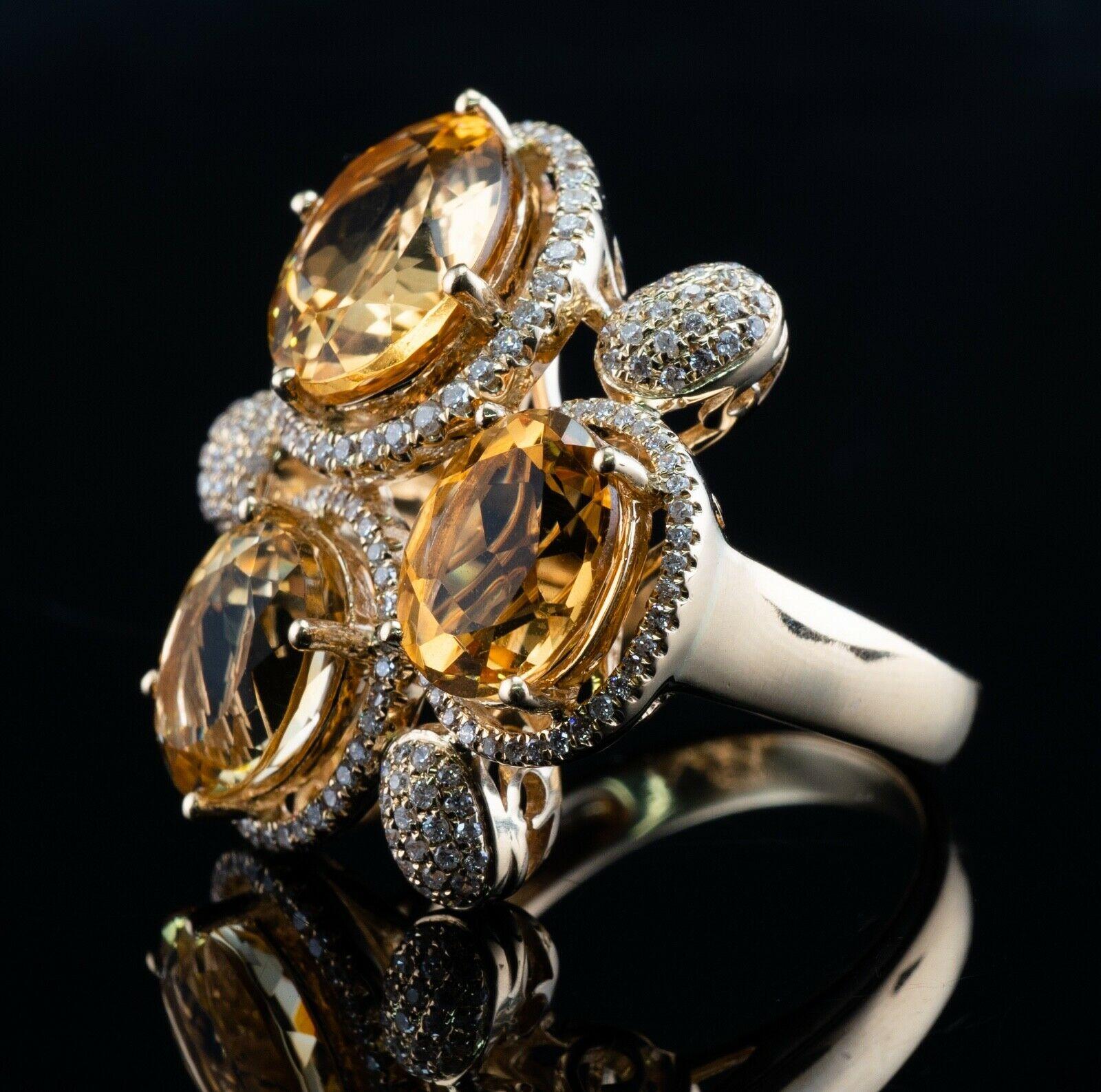 Levian Diamant- Citrin-Cocktailring 14K Gold mit Diamant (Ovalschliff) im Angebot