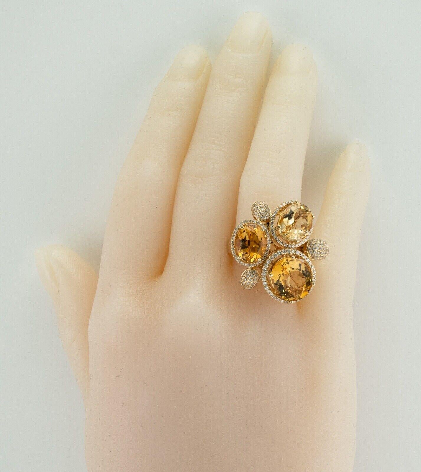Levian Diamant- Citrin-Cocktailring 14K Gold mit Diamant im Zustand „Gut“ im Angebot in East Brunswick, NJ