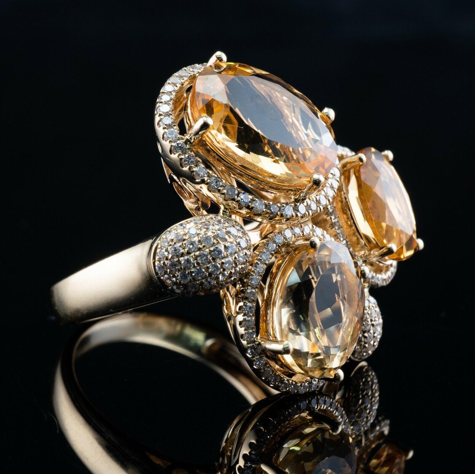 Women's Levian Diamond Citrine Ring 14K Gold Cocktail For Sale