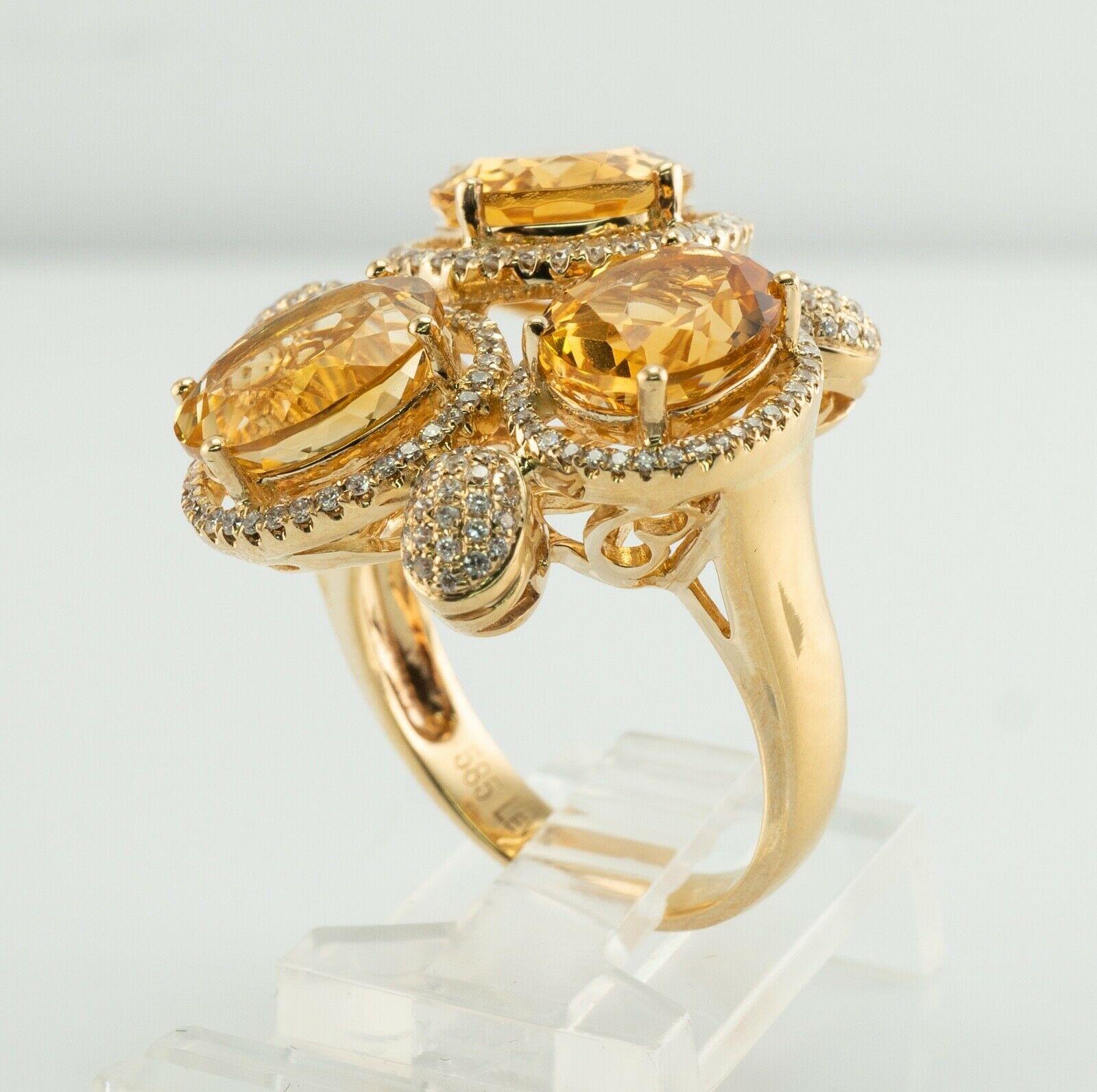 Levian Diamant- Citrin-Cocktailring 14K Gold mit Diamant im Angebot 2