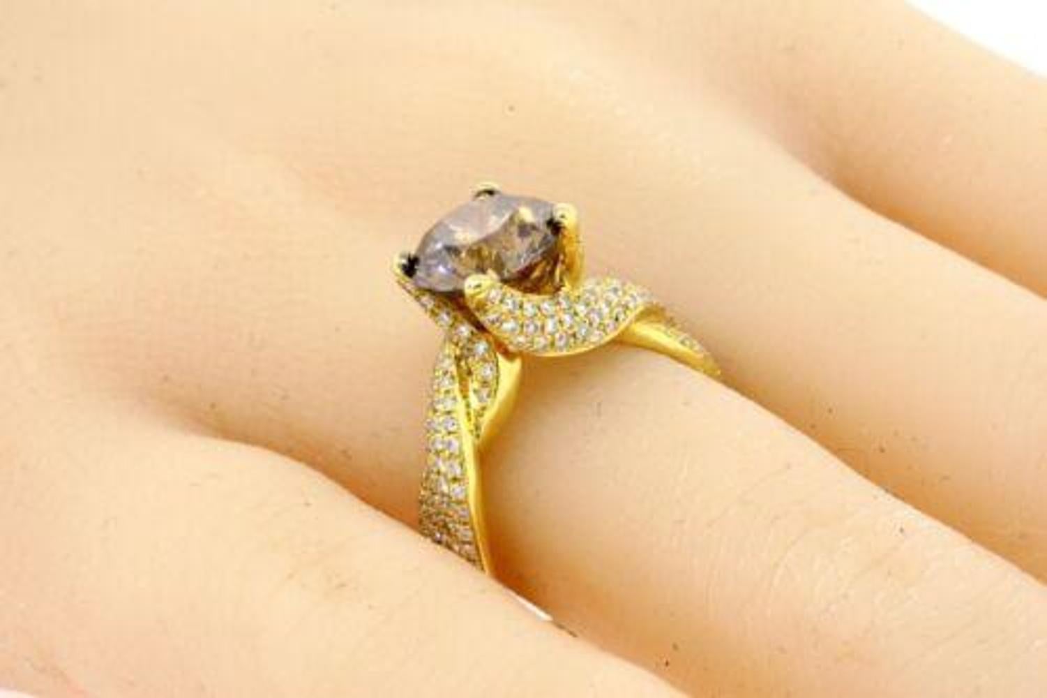 Levian Diamond Engagement Ring 2.5ct Round Center Chocolate 18k Gold 5.75 30k For Sale 5