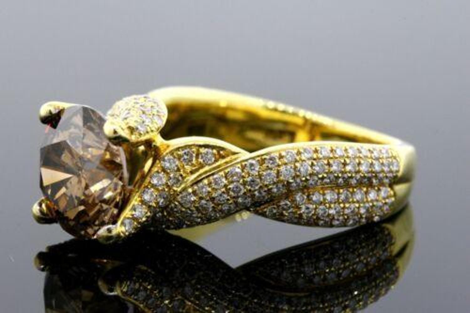 Levian Diamond Engagement Ring 2.5ct Round Center Chocolate 18k Gold 5.75 30k For Sale 1