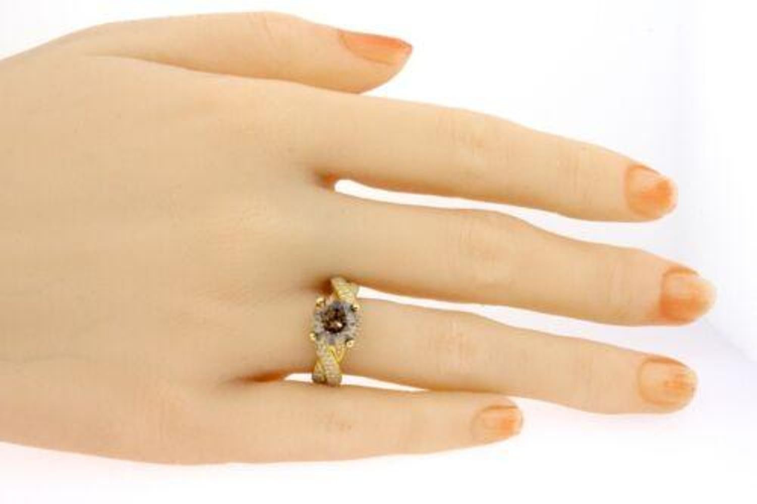 Levian Diamond Engagement Ring 2.5ct Round Center Chocolate 18k Gold 5.75 30k For Sale 4