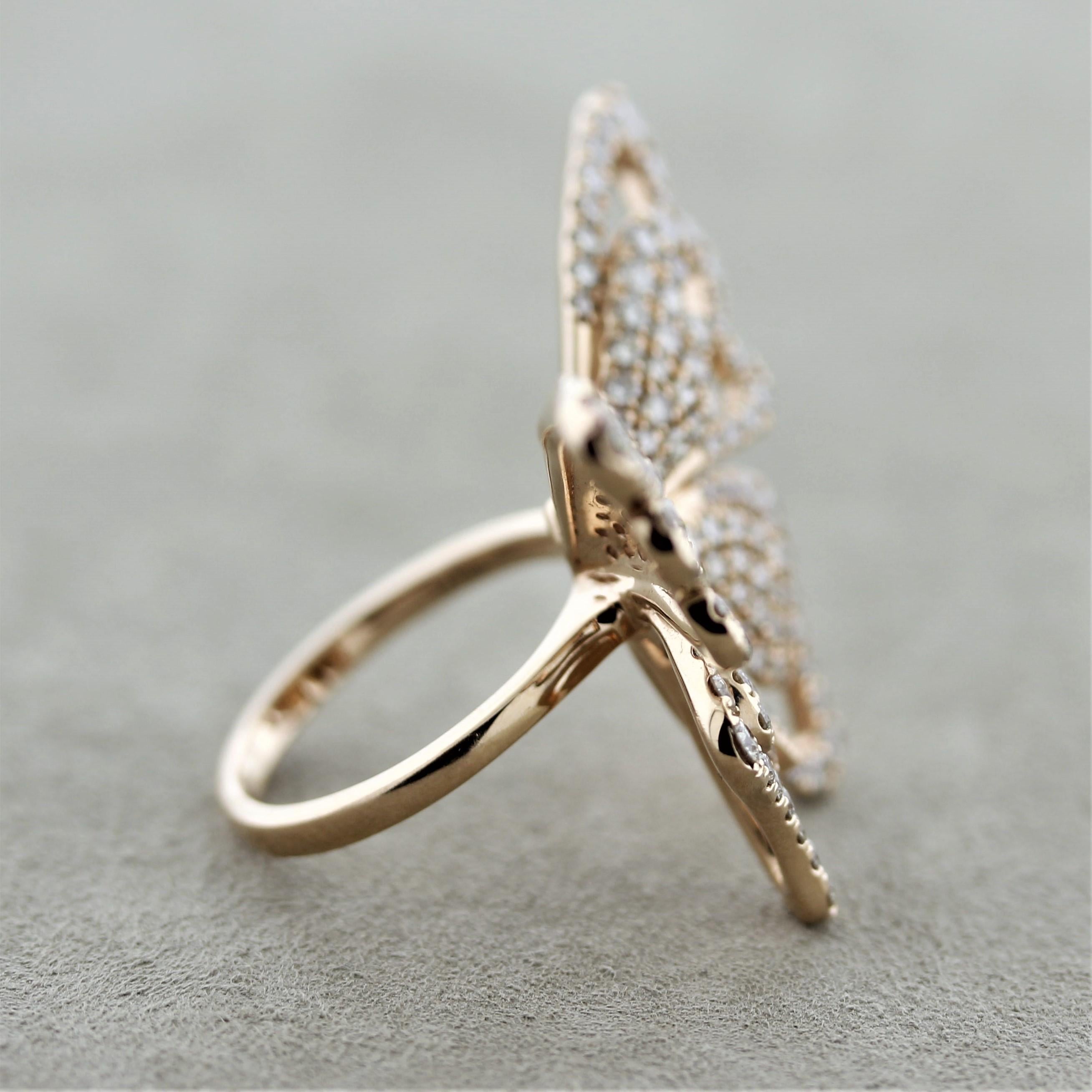 Donna Anello Levian con diamante e farfalla in oro in vendita