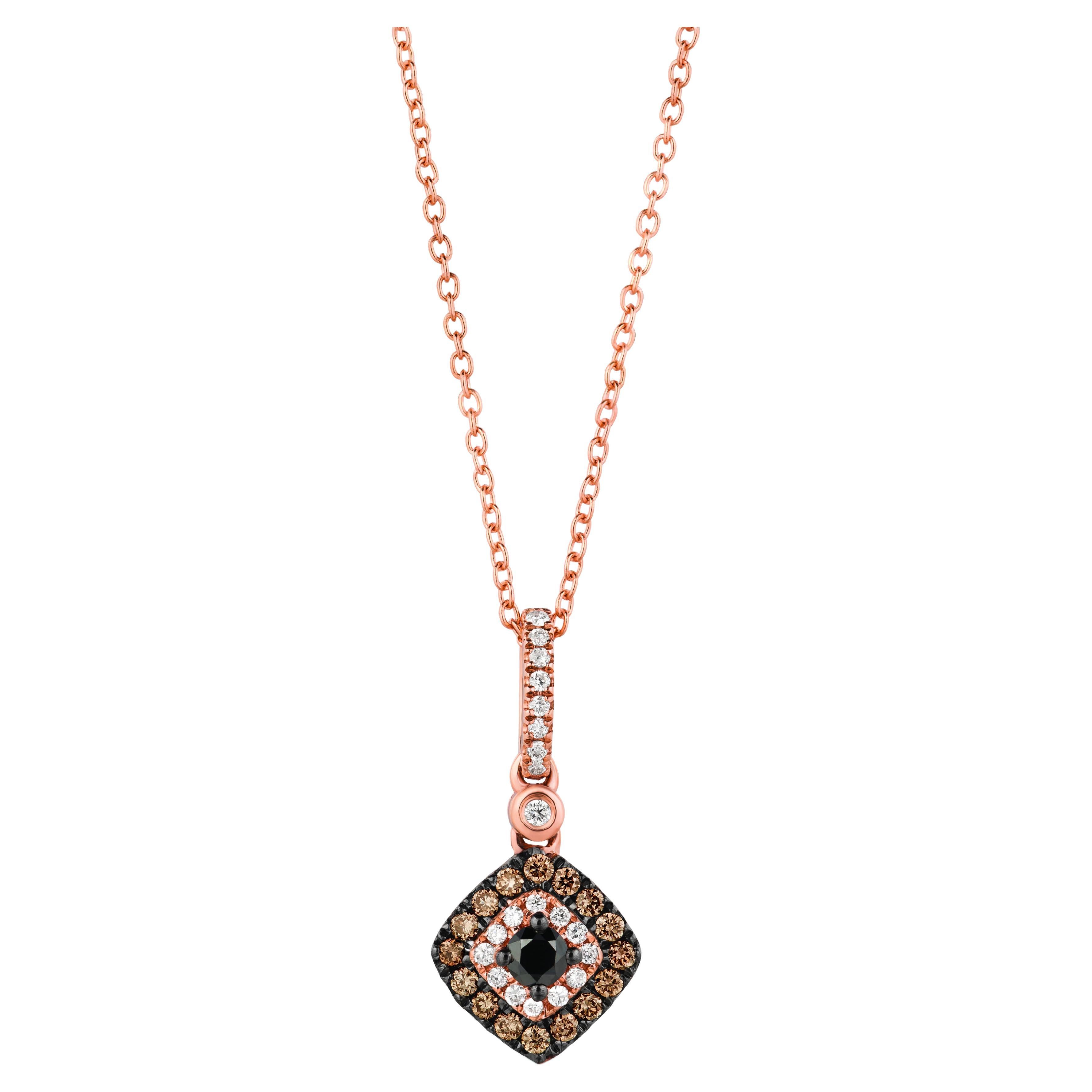 Levian Diamond Pendant 1/3 Cts Natural  White Round Cut Diamond 14K Rose Gold For Sale