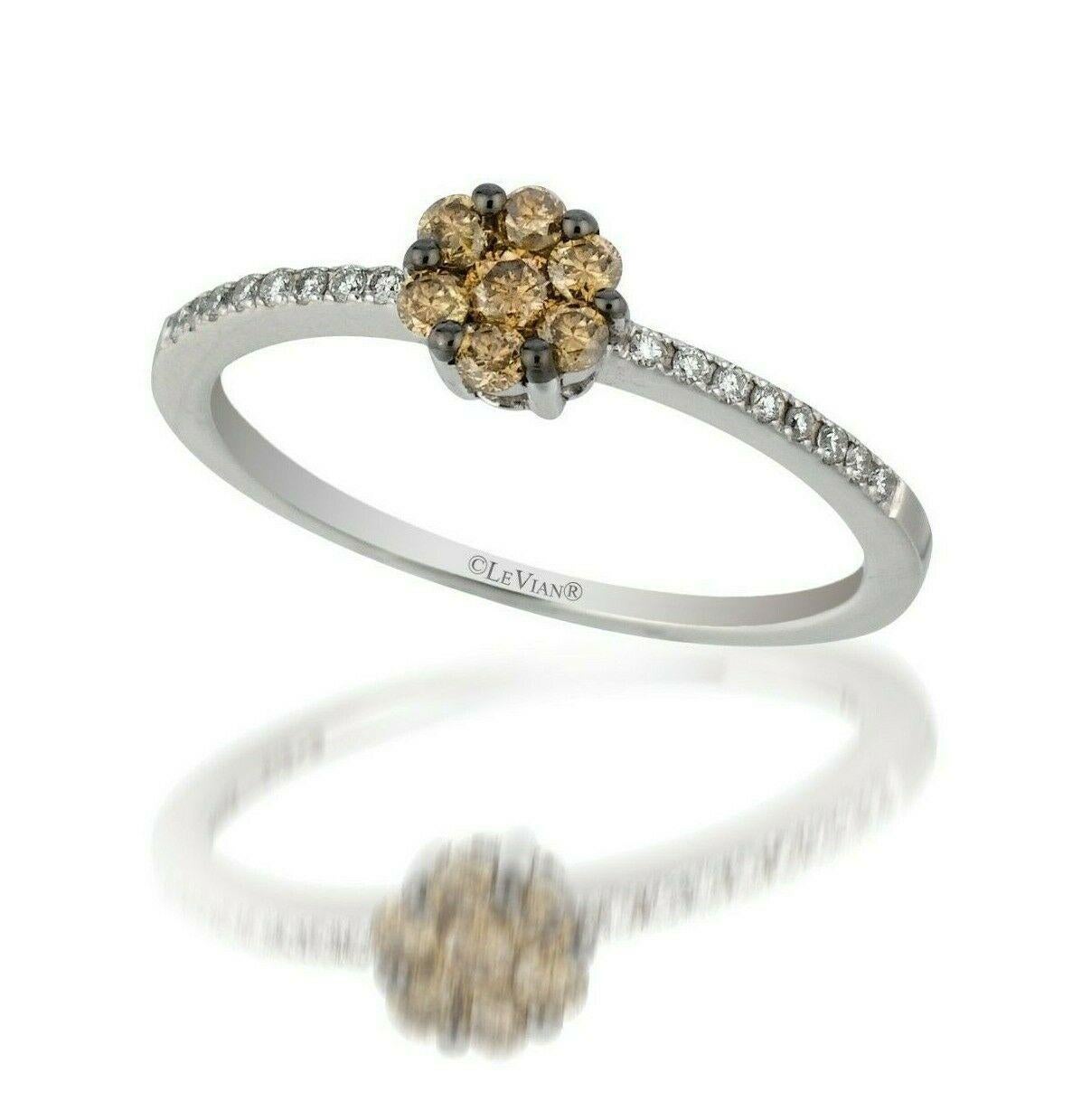 LeVian Diamond Ring Natural 1/4 cts White Round Cut Diamond Over 14K White Gold Size 7