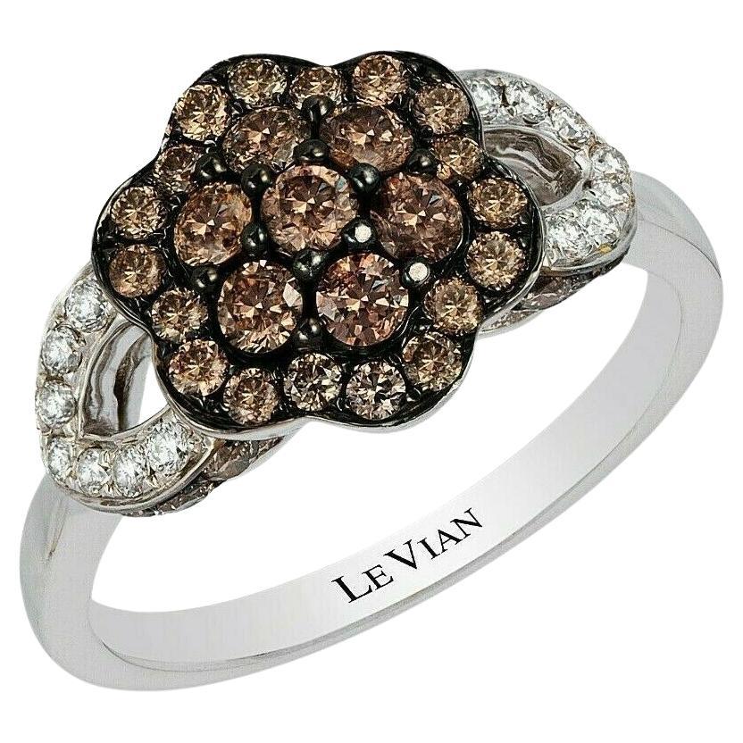 LeVian Diamond Ring Natural 1 Cts White Round Cut Diamond Over 14K White Gold For Sale