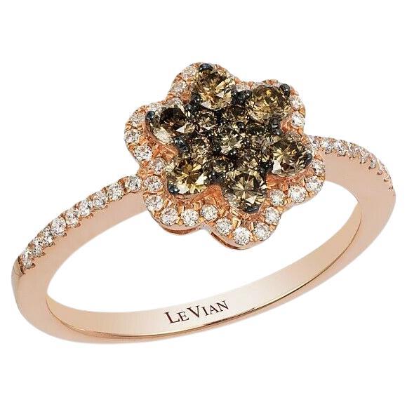 Le Vian Diamond Ring Natural Rose Gold Round Cut Diamond over 14K Rose Gold For Sale