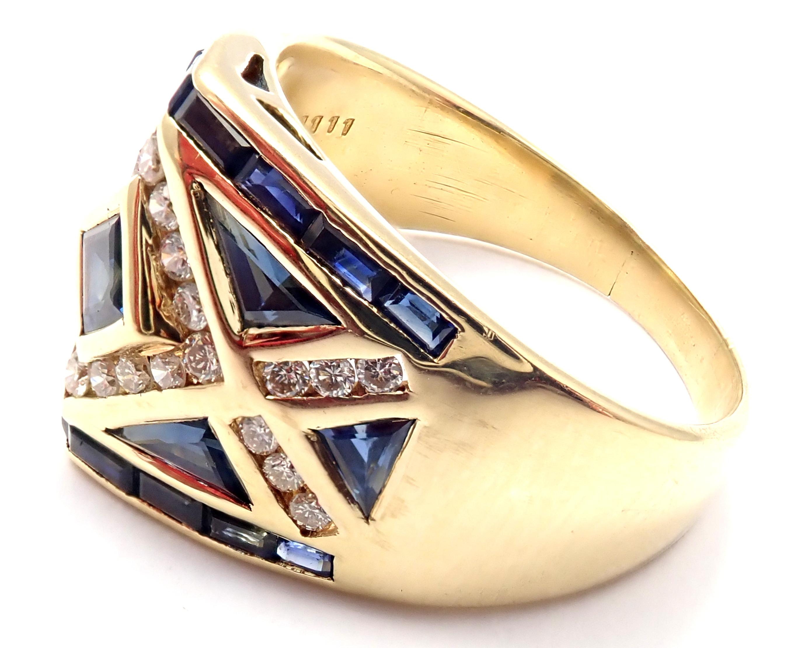 Women's or Men's LeVian Diamond Sapphire Yellow Gold Band Ring