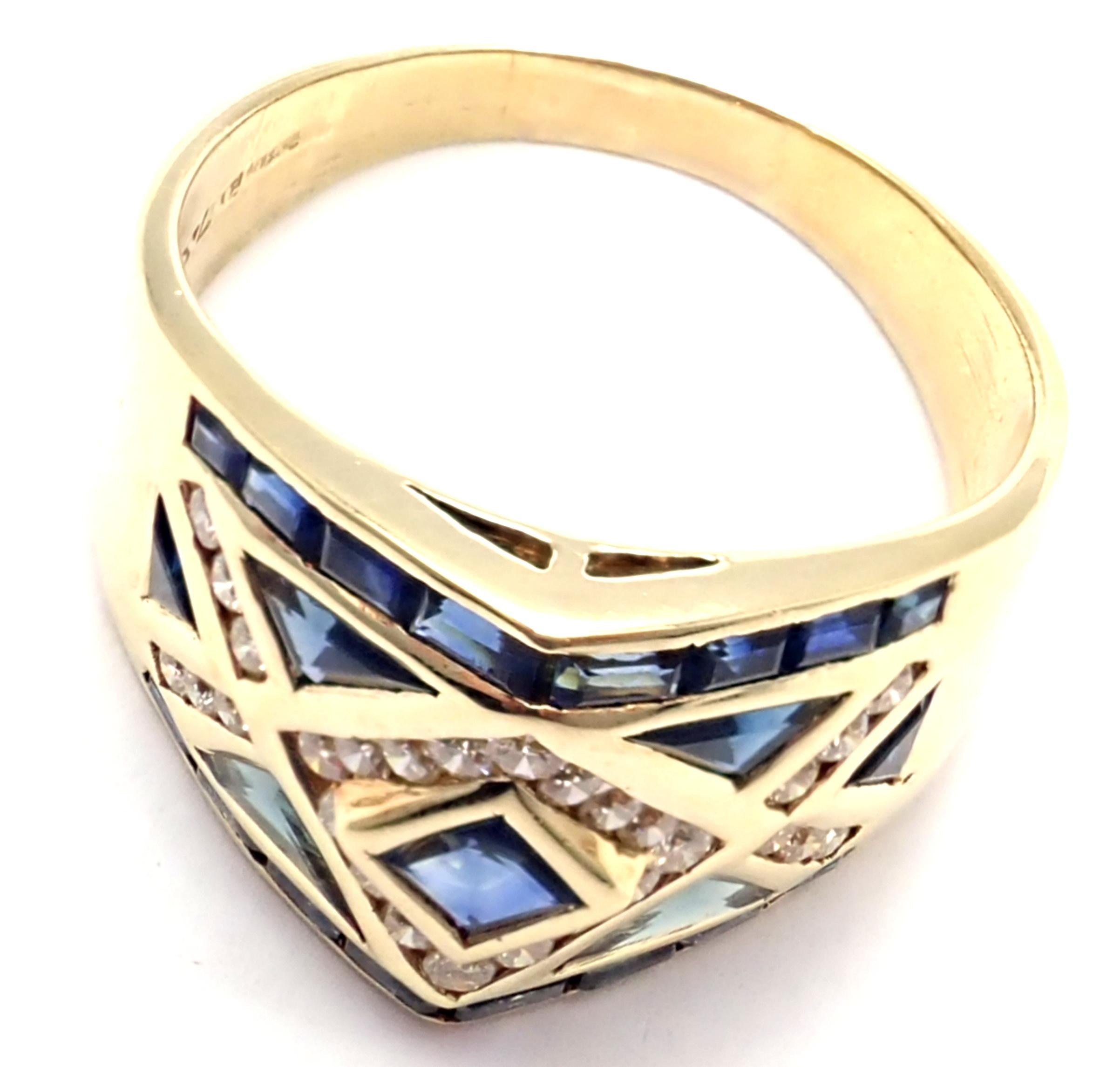 LeVian Diamond Sapphire Yellow Gold Band Ring 1