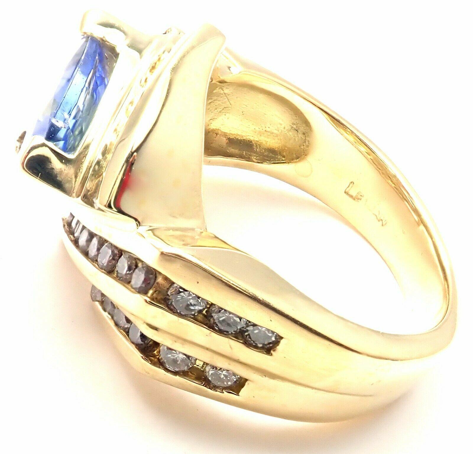 LeVian Diamond Tanzanite Yellow Gold Ring In Excellent Condition In Holland, PA