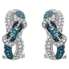 Levian Boucles d'oreilles en or blanc 14 carats serties de diamants naturels bleus et blancs de 1 3 4 carats