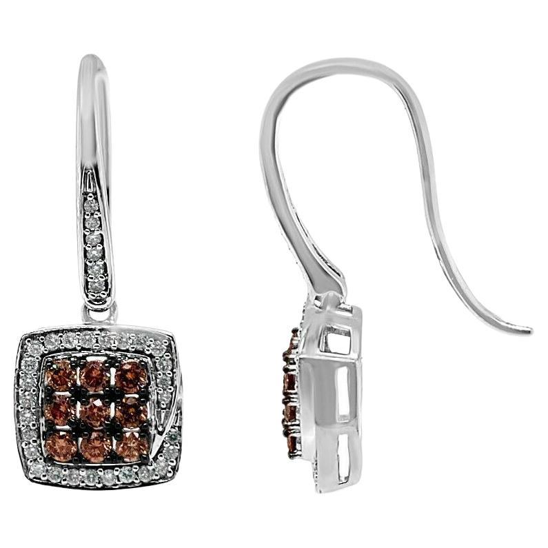 Boucles d'oreilles LeVian en or 14 carats avec diamants Vanilla et diamants chocolat