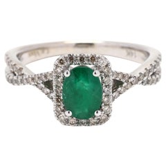 LeVian Emerald and Diamond Statement Ring, 14k White Gold, Ring Size 7