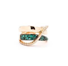 Anillo LeVian de Esmeralda y Diamante en Oro Rosa de 14k