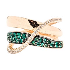Anillo LeVian de Esmeralda y Diamante en Oro Rosa de 14k