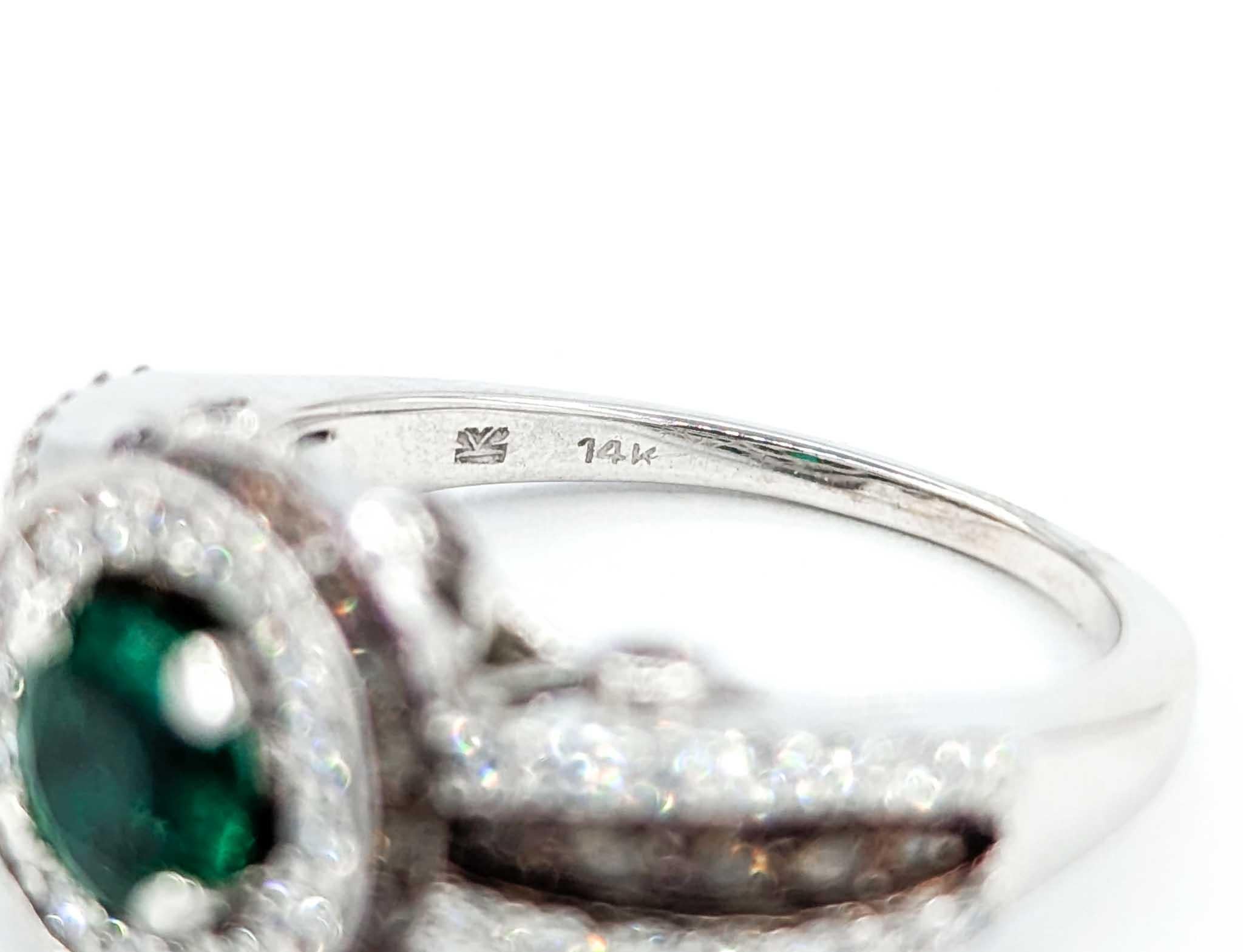 LeVian Emerald & Diamond Ring in 14k White Gold For Sale 5