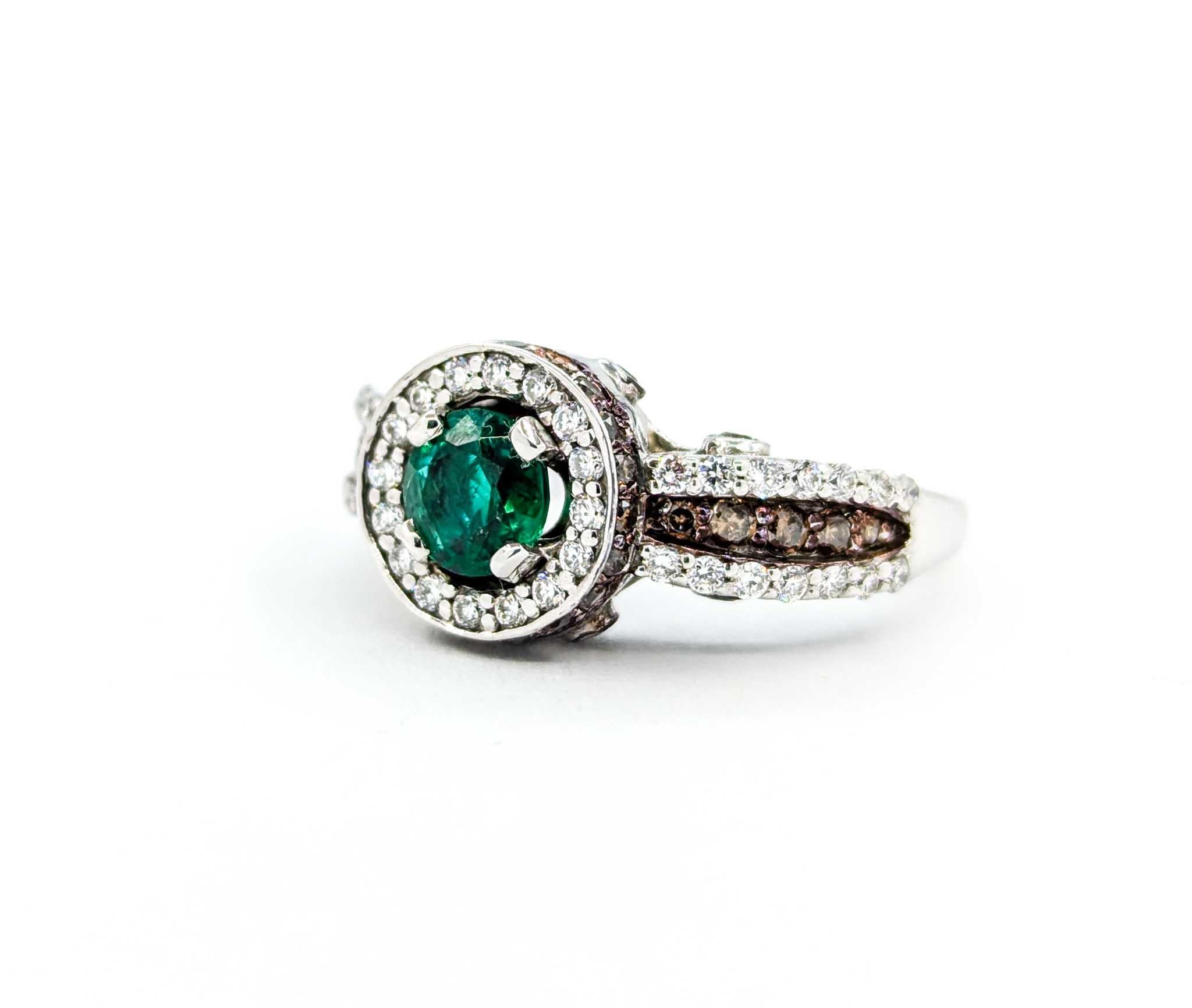 LeVian Emerald & Diamond Ring in 14k White Gold For Sale 6