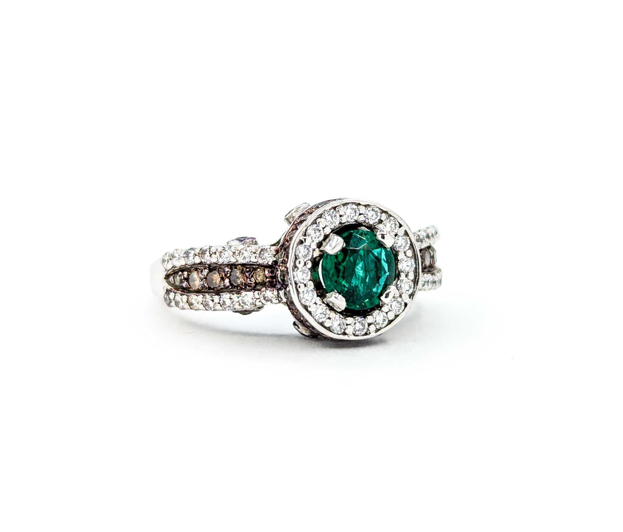 Women's LeVian Emerald & Diamond Ring in 14k White Gold For Sale