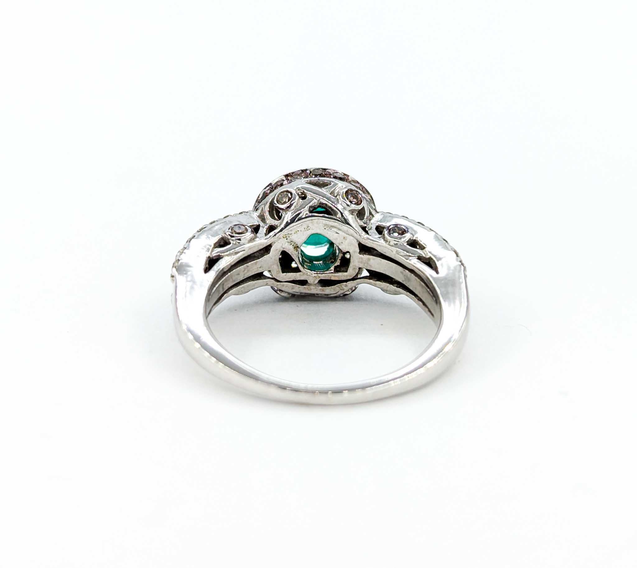 LeVian Emerald & Diamond Ring in 14k White Gold For Sale 2