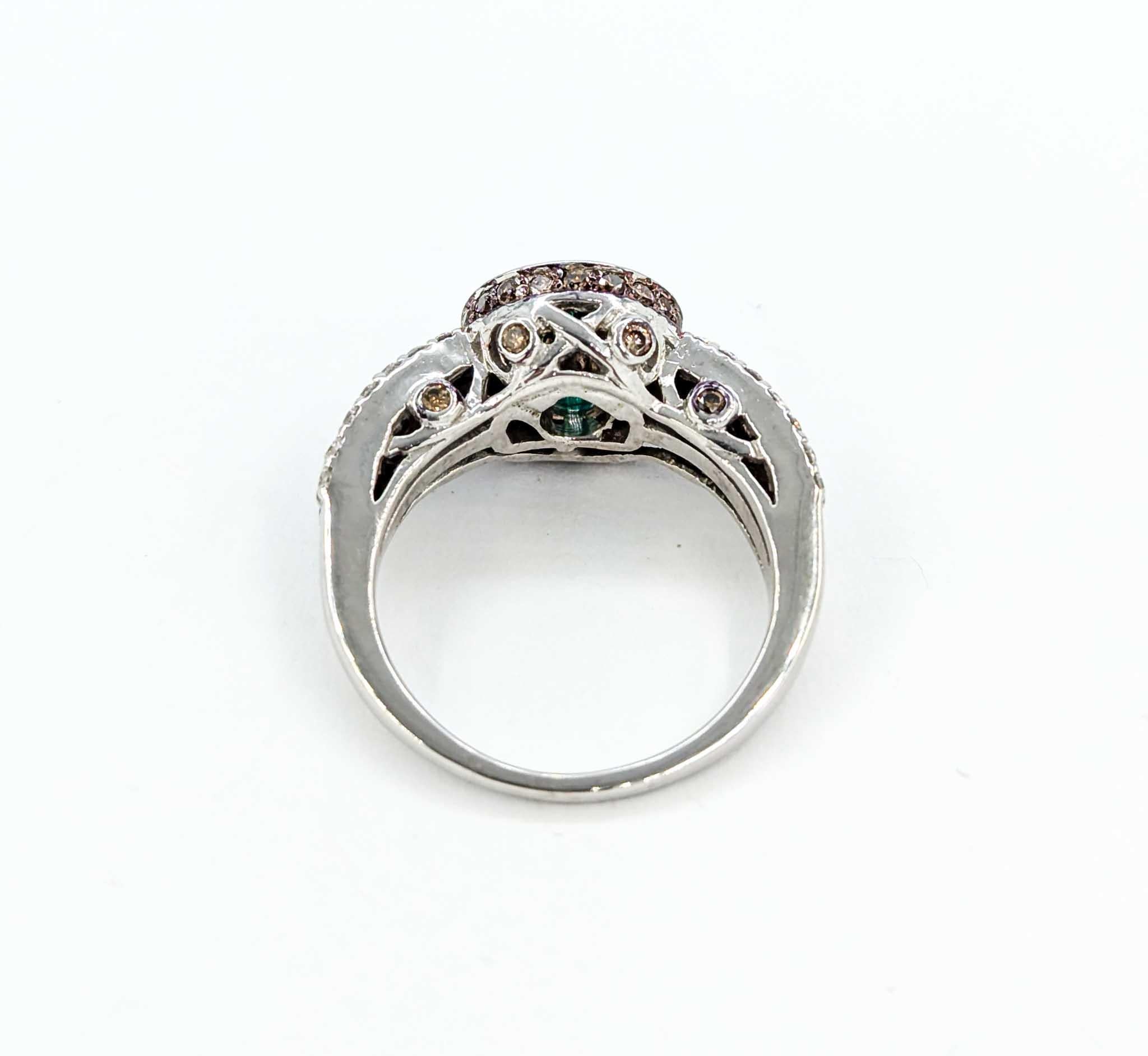 LeVian Emerald & Diamond Ring in 14k White Gold For Sale 3