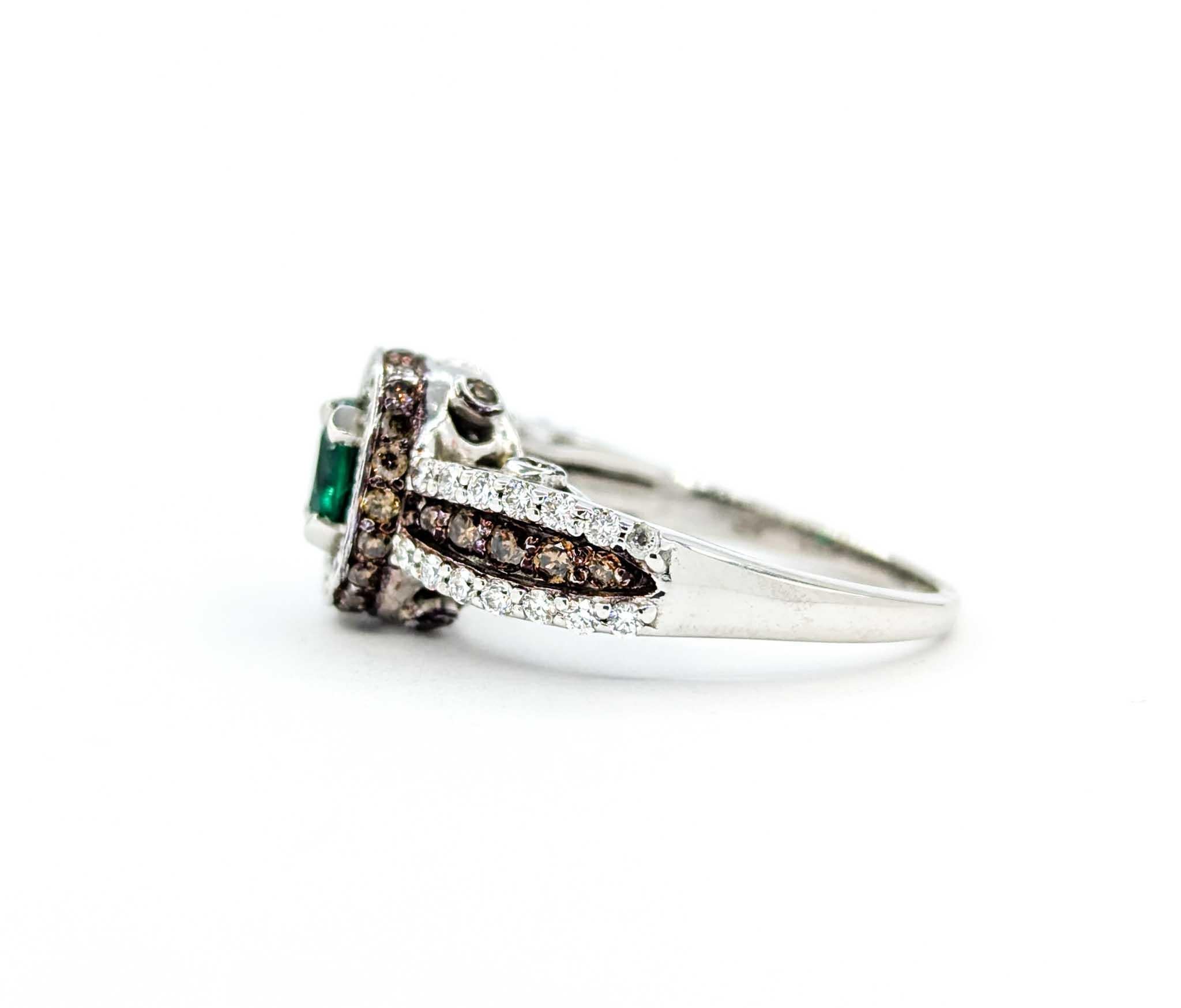 LeVian Emerald & Diamond Ring in 14k White Gold For Sale 4