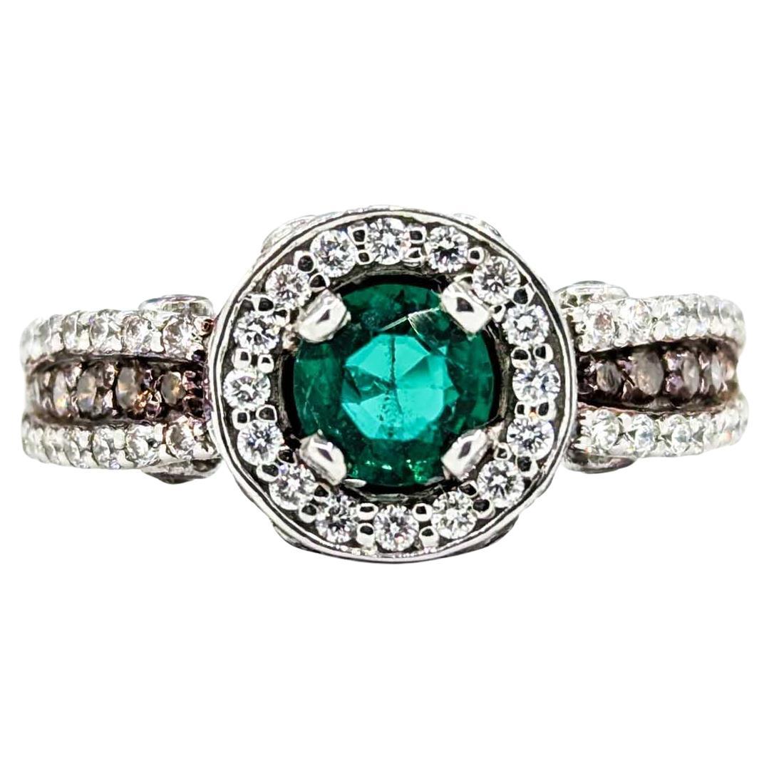 LeVian Emerald & Diamond Ring in 14k White Gold