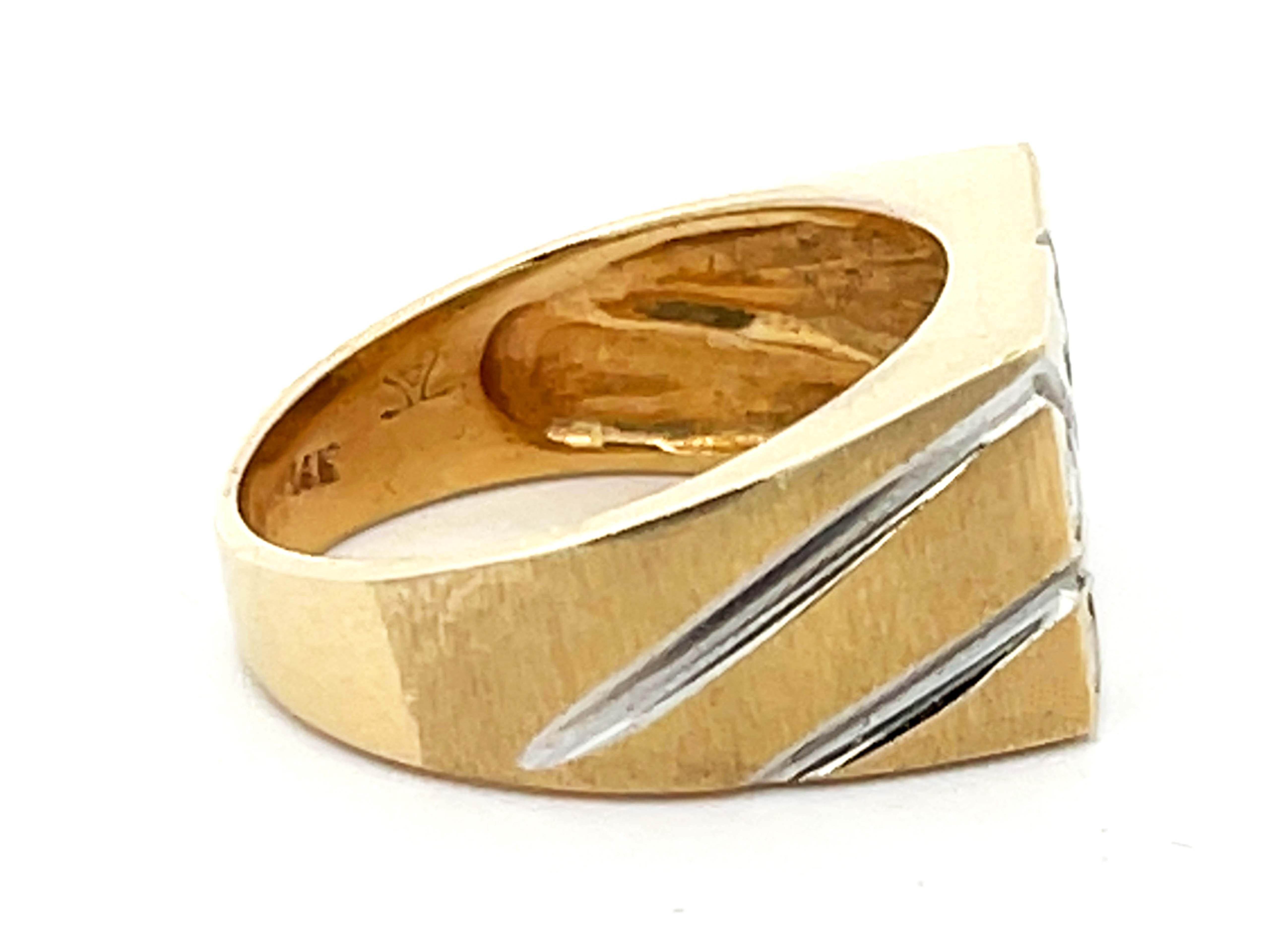 Brilliant Cut Levian Fan Design Diamond 2-Toned Mens Ring in 14k Gold For Sale